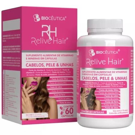 RELIVE HAIR 100% ORIGINAL SUPLEMENTO ALIMENTAR EM CÁPSULAS